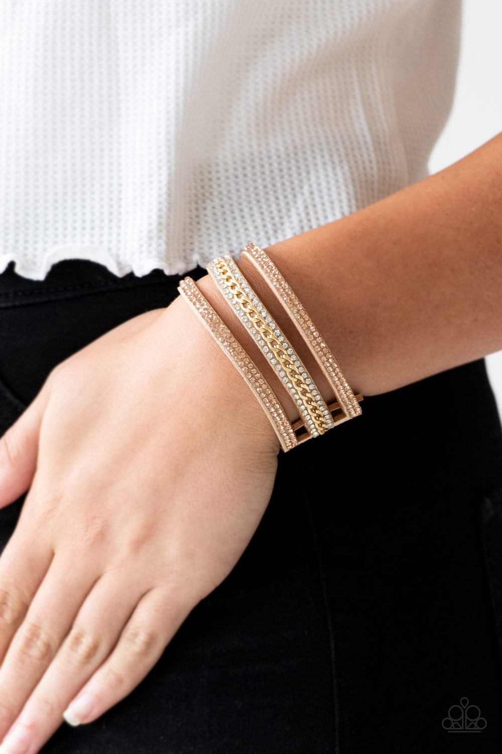 Rollin In Rhinestones - Gold Bracelet - Urban