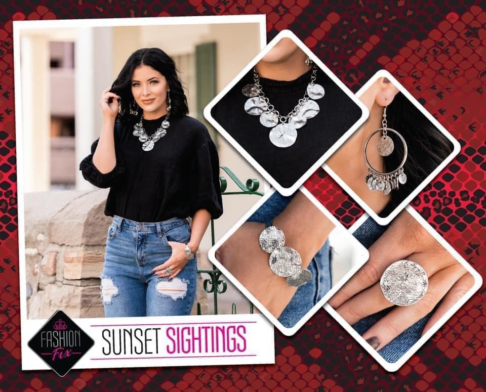 Sunset Sightings - Complete Trend Blend - June 2020 Fashion Fix  Includes one of each accessory featured in the Sunset Sightings Trend Blend in June's Fashion Fix:  Necklace: 
