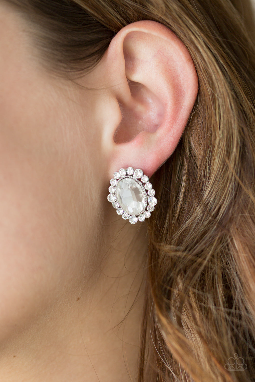 Hold Court - White Earrings - Post- Paparazzi