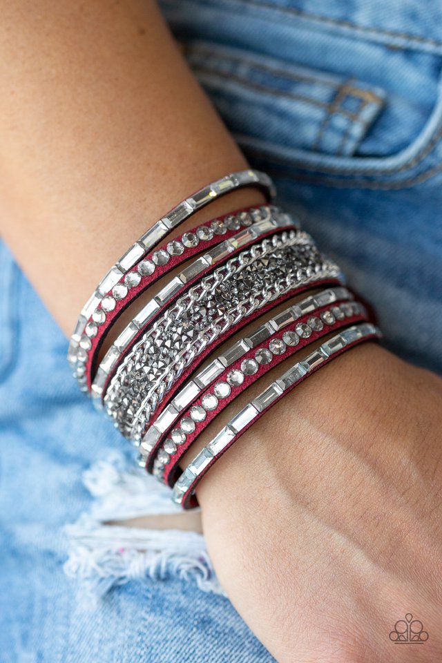 Rebel in Rhinestones- Red Bracelet- Urban