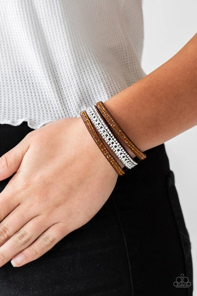 Rollin In Rhinestones - Brown Bracelet - Urban