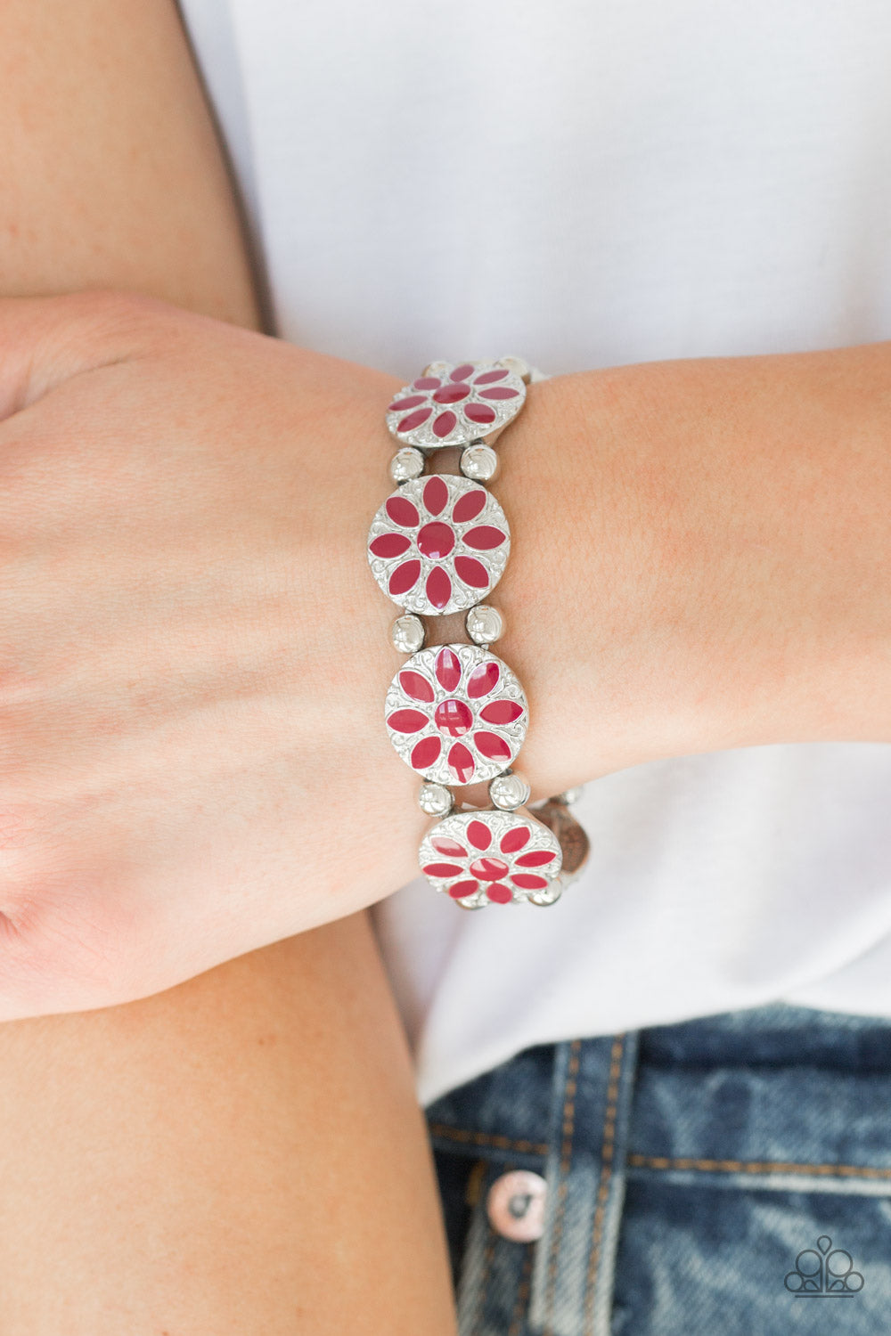 Dancing Dahlias - Red Bracelet