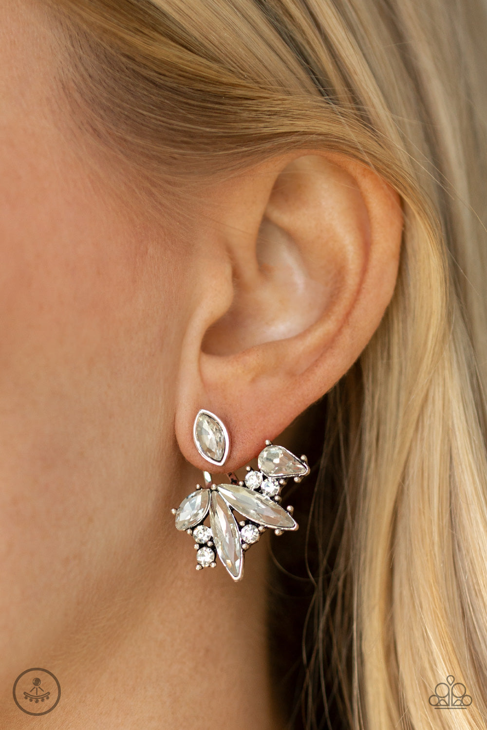 Deco Dynamite - White Earrings- Post - Double-sided