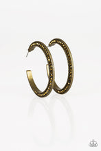 Load image into Gallery viewer, Dazzling Diamond-naire - Brass Earrings -Hoop- Paparazzi
