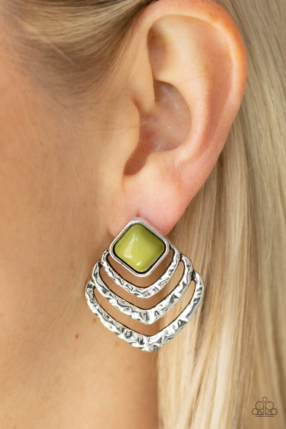 Rebel Ripple - Green Earrings - Post- Paparazzi