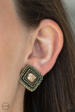 Load image into Gallery viewer, Fashion Square - Brass Earrings (Clip On)
