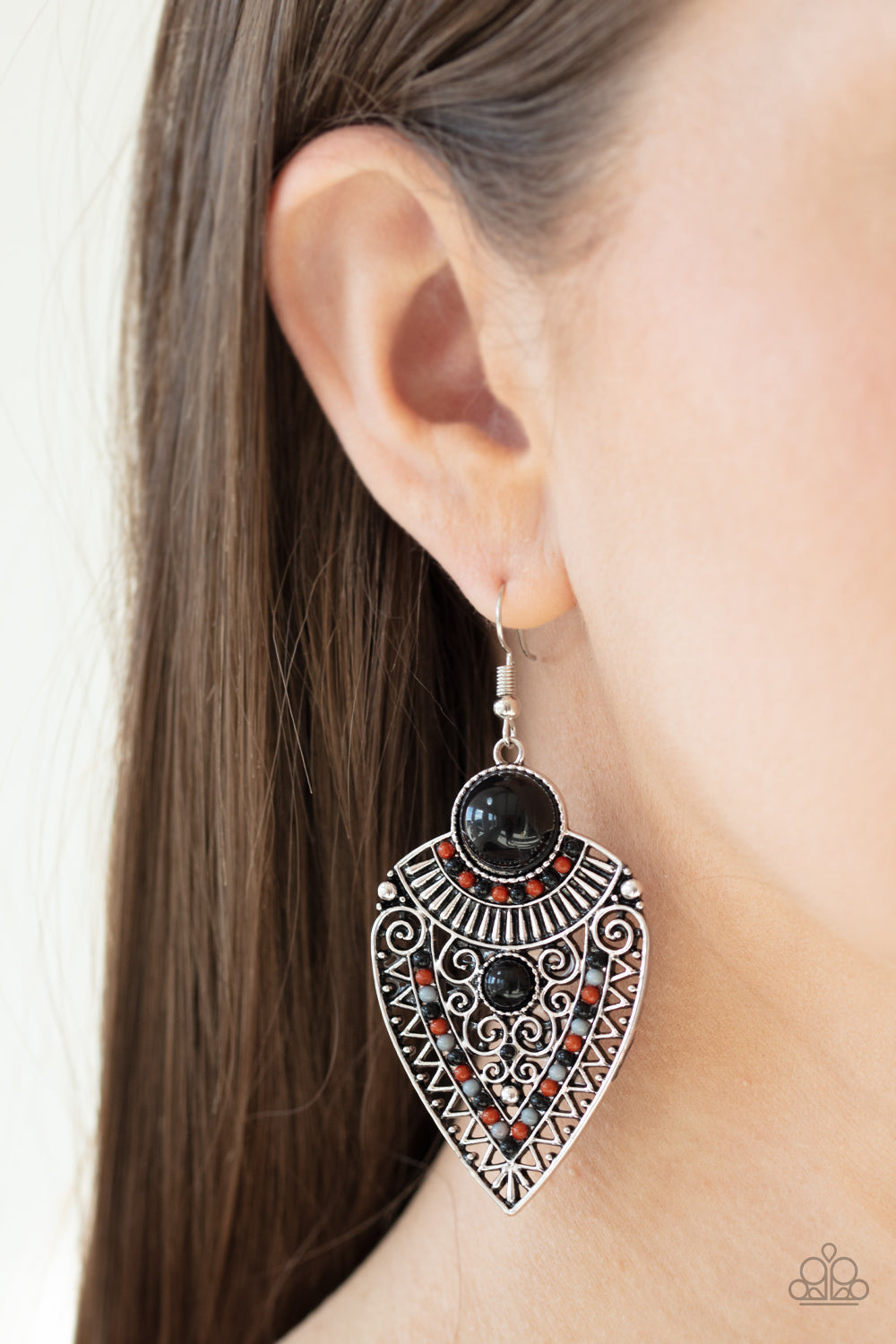 Tribal Territory - Black Earrings - Paparazzi