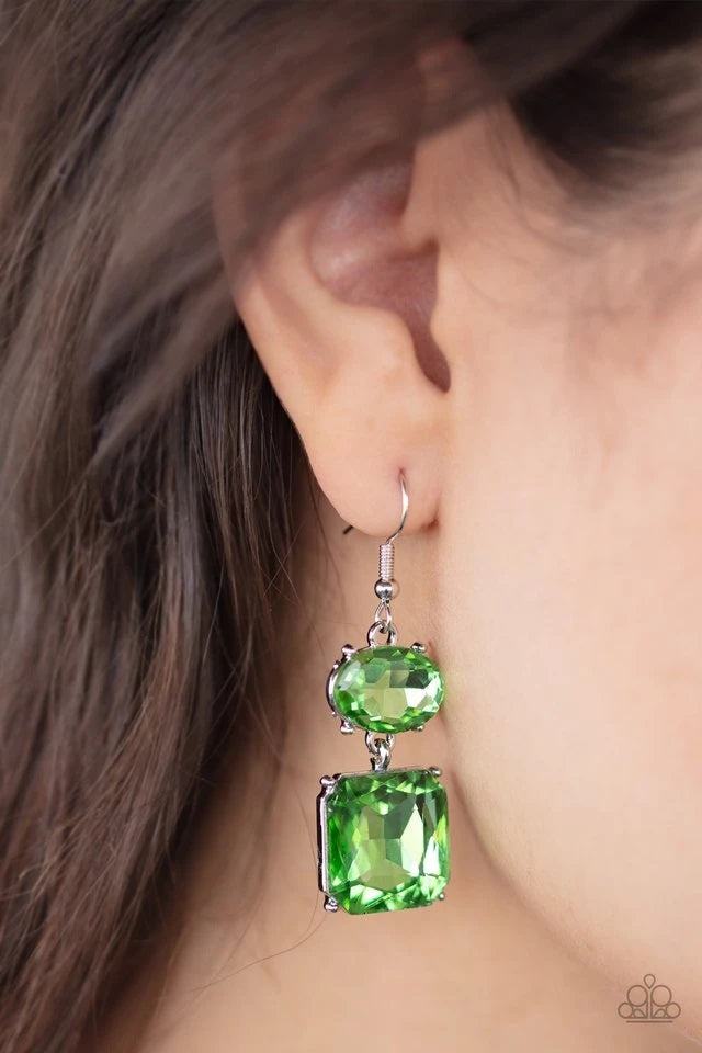 All ICE On Me - Green Earrings