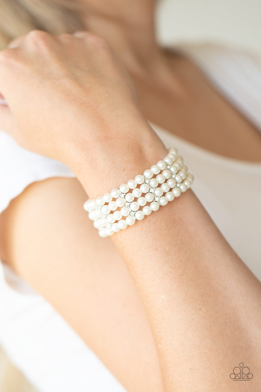 Stacked To The Top - White Bracelet