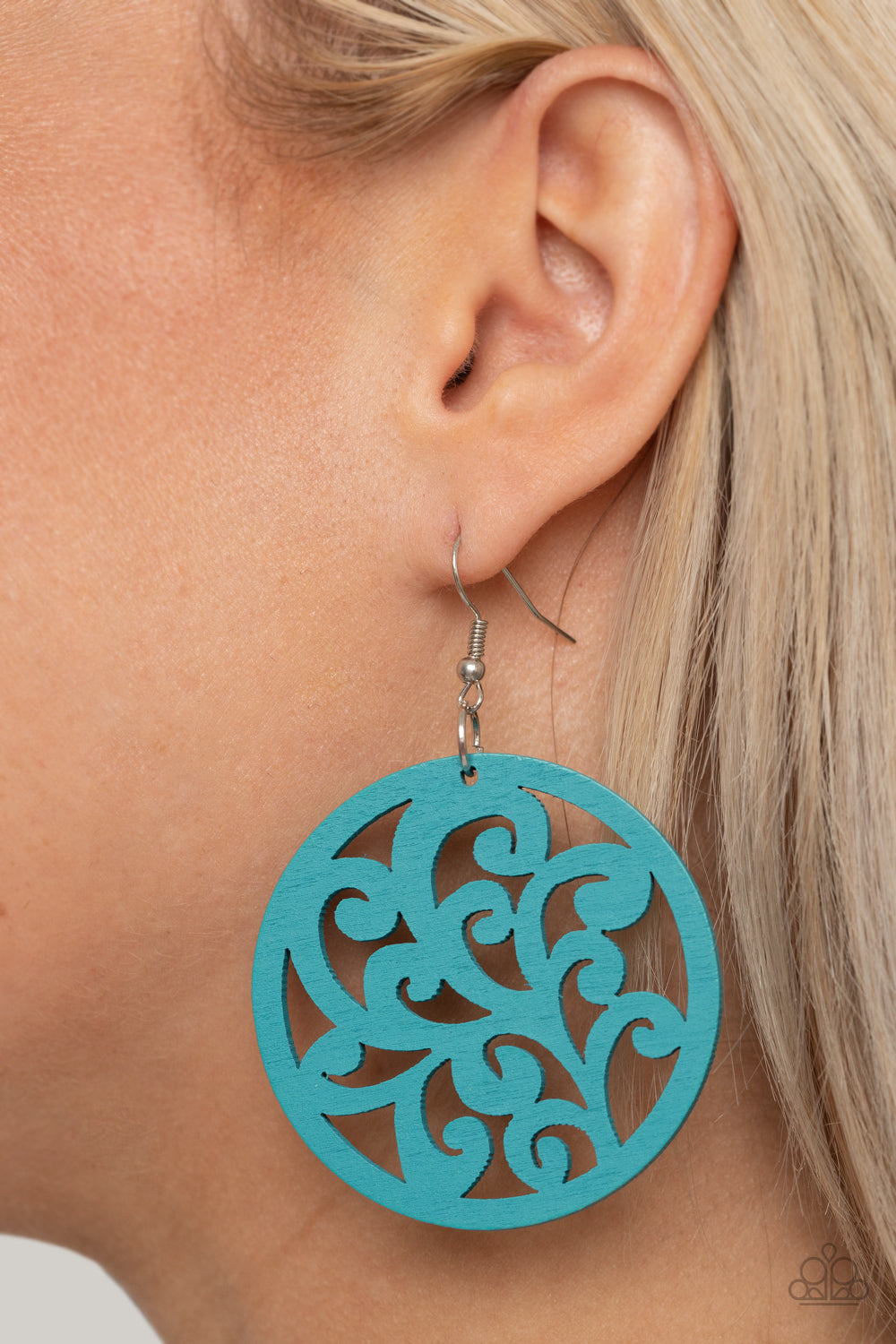 Fresh Off The Vine - Blue Earrings - Wood