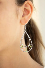 Load image into Gallery viewer, Line Crossing Sparkle - Green Earrings

