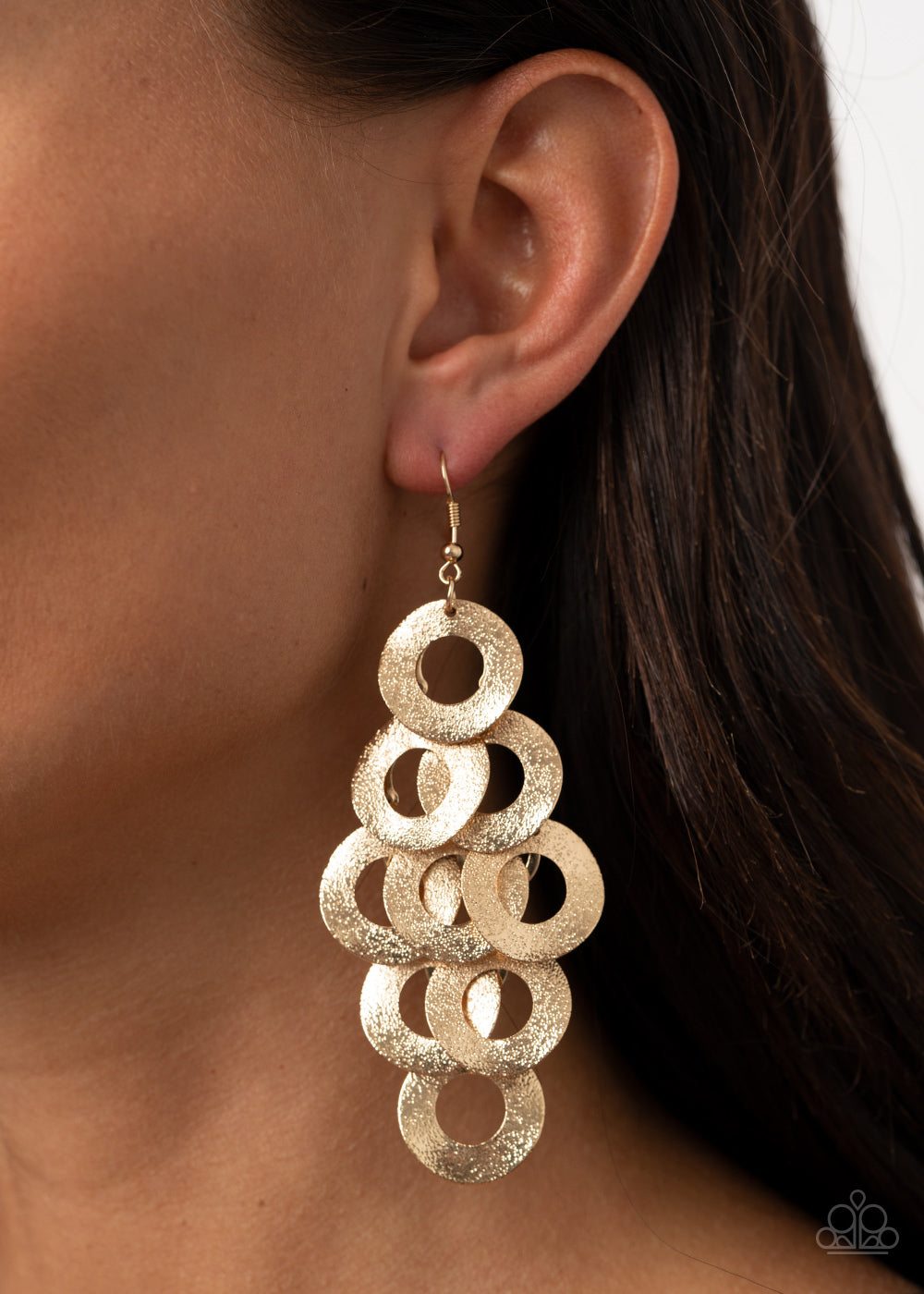 Scattered Shimmer - Gold Earrings - Hoop