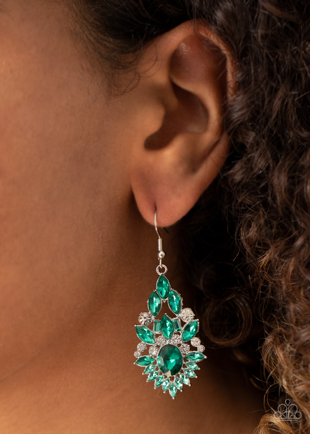 Ice Castle Couture - Green Earrings - Paparazzi