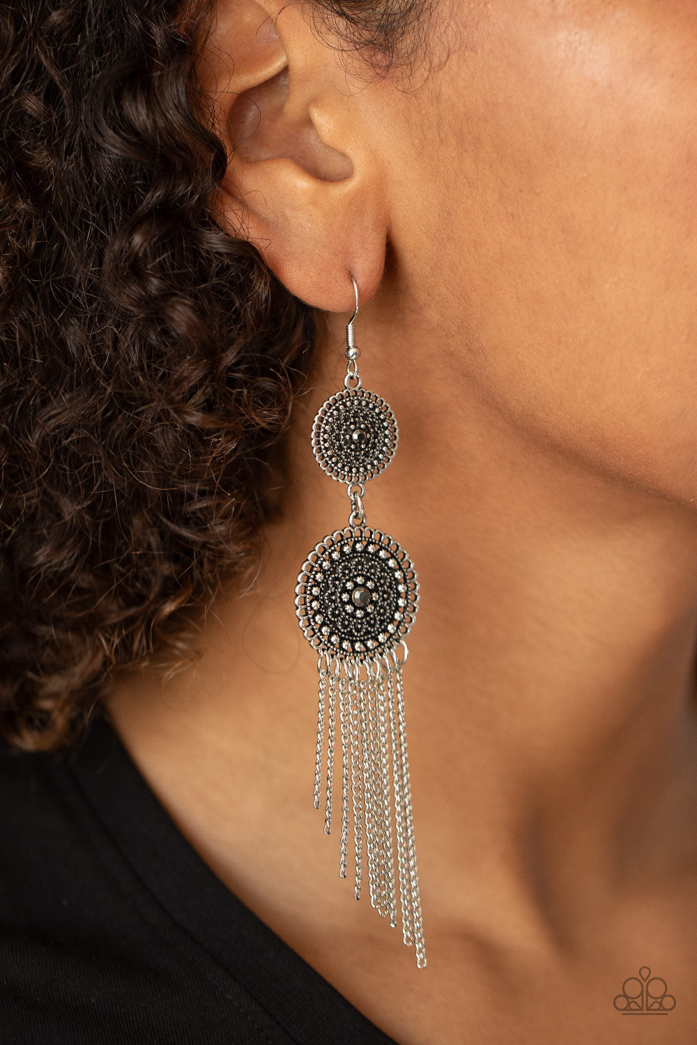 Medallion Mecca - Silver Earrings
