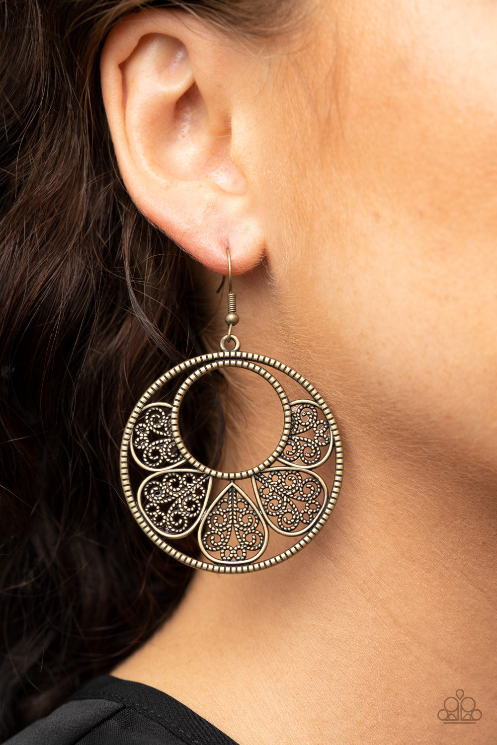 Petal Promenade - Brass Earrings - Hoop