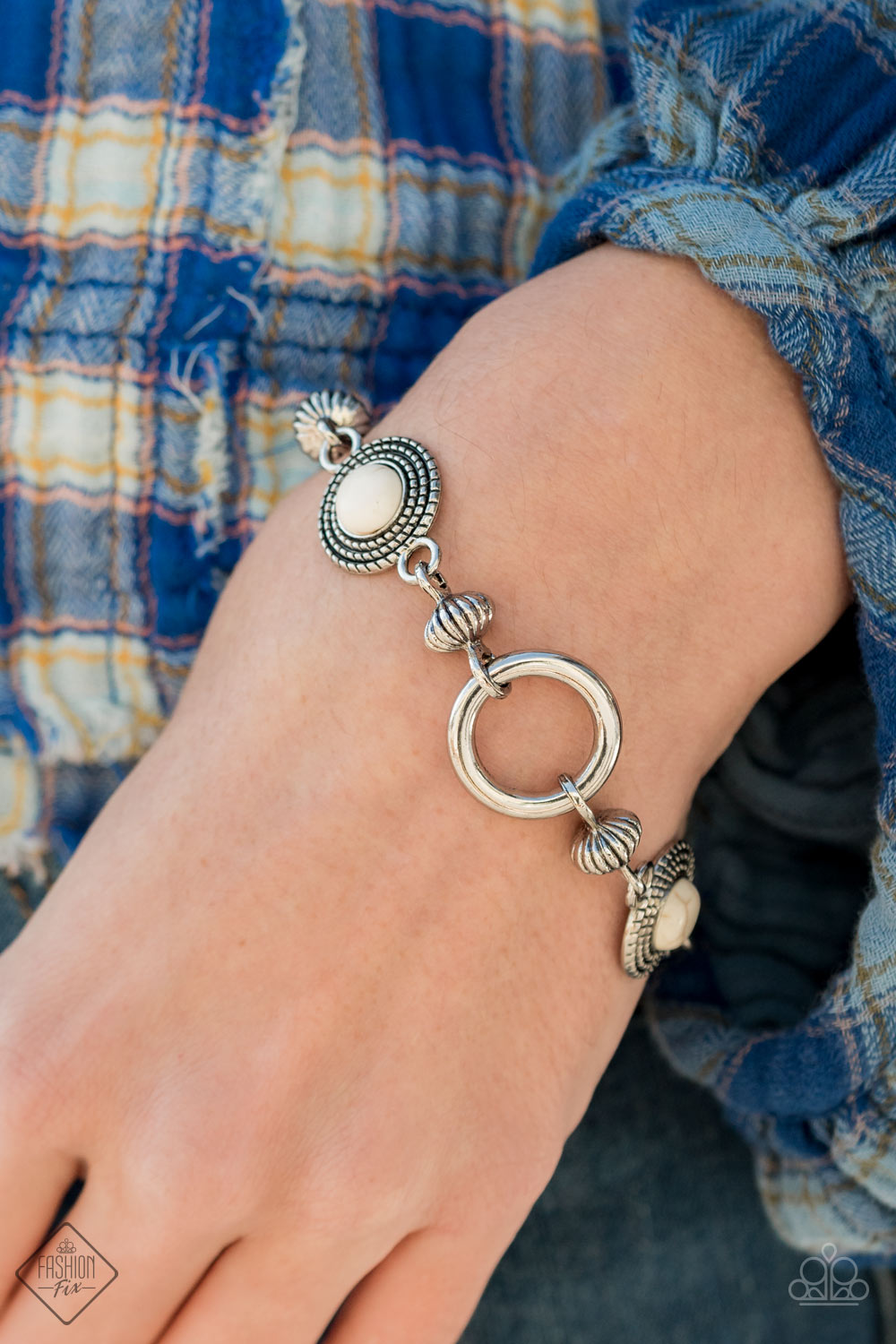 Musical Mountains - White Bracelet- Fashion Fix