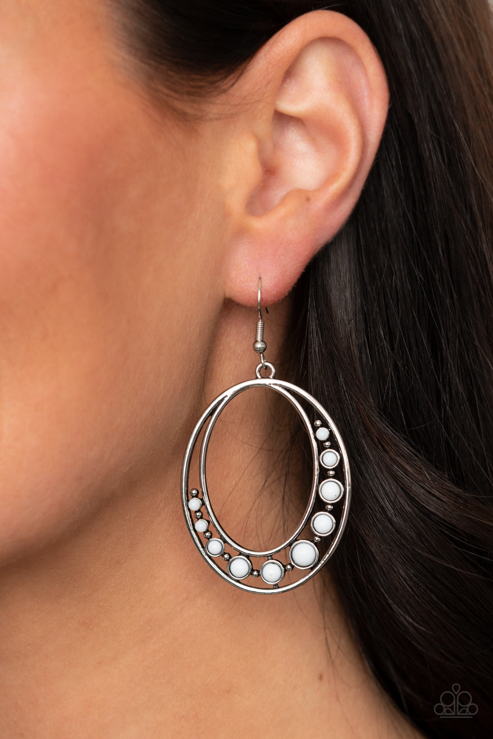 Crescent Cove - White Earrings - Hoop