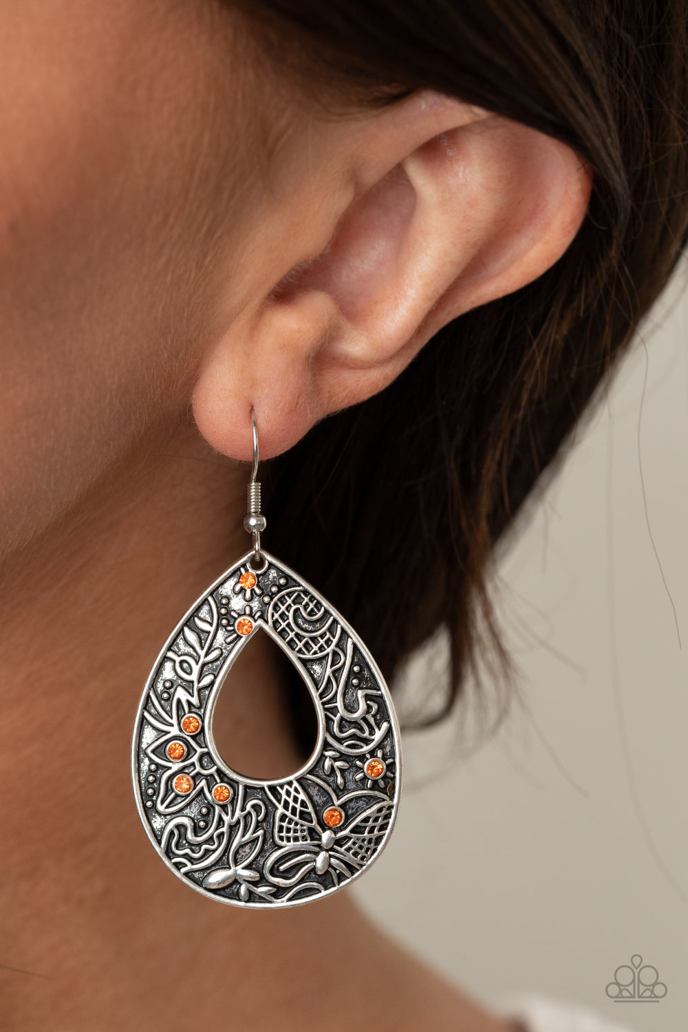 Botanical Butterfly - Orange Earrings