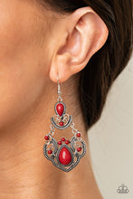 Load image into Gallery viewer, Palm Tree Tiaras - Red Earrings
