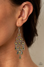 Load image into Gallery viewer, Chandelier Cameo - Green Earrings - Paparazzi
