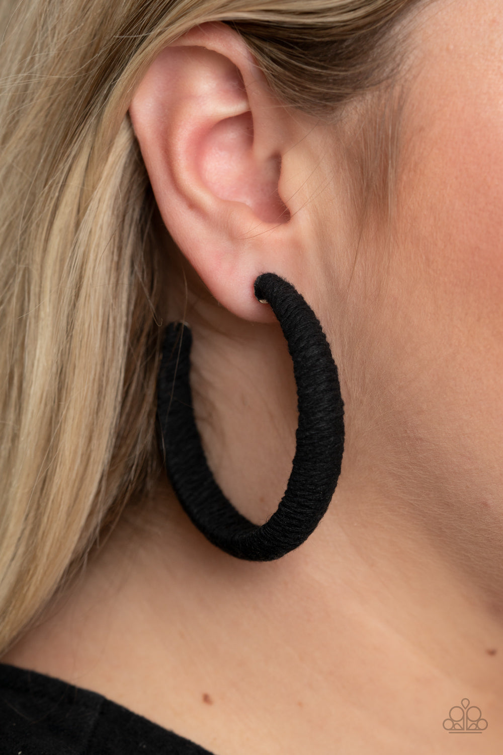 TWINE and Dine - Black Earrings - Hoop - Paparazzi