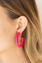 Load image into Gallery viewer, Woodsy Wonder - Pink Earrings- Hoop -Wood
