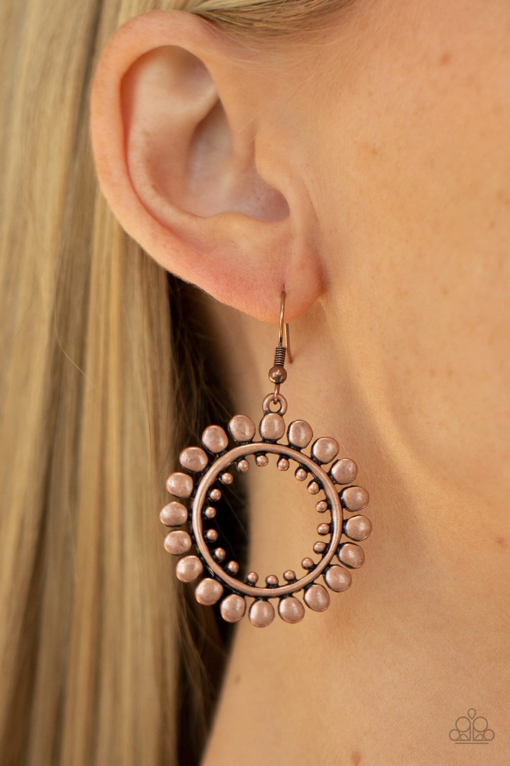 Radiating Radiance - Copper Earrings - Hoop