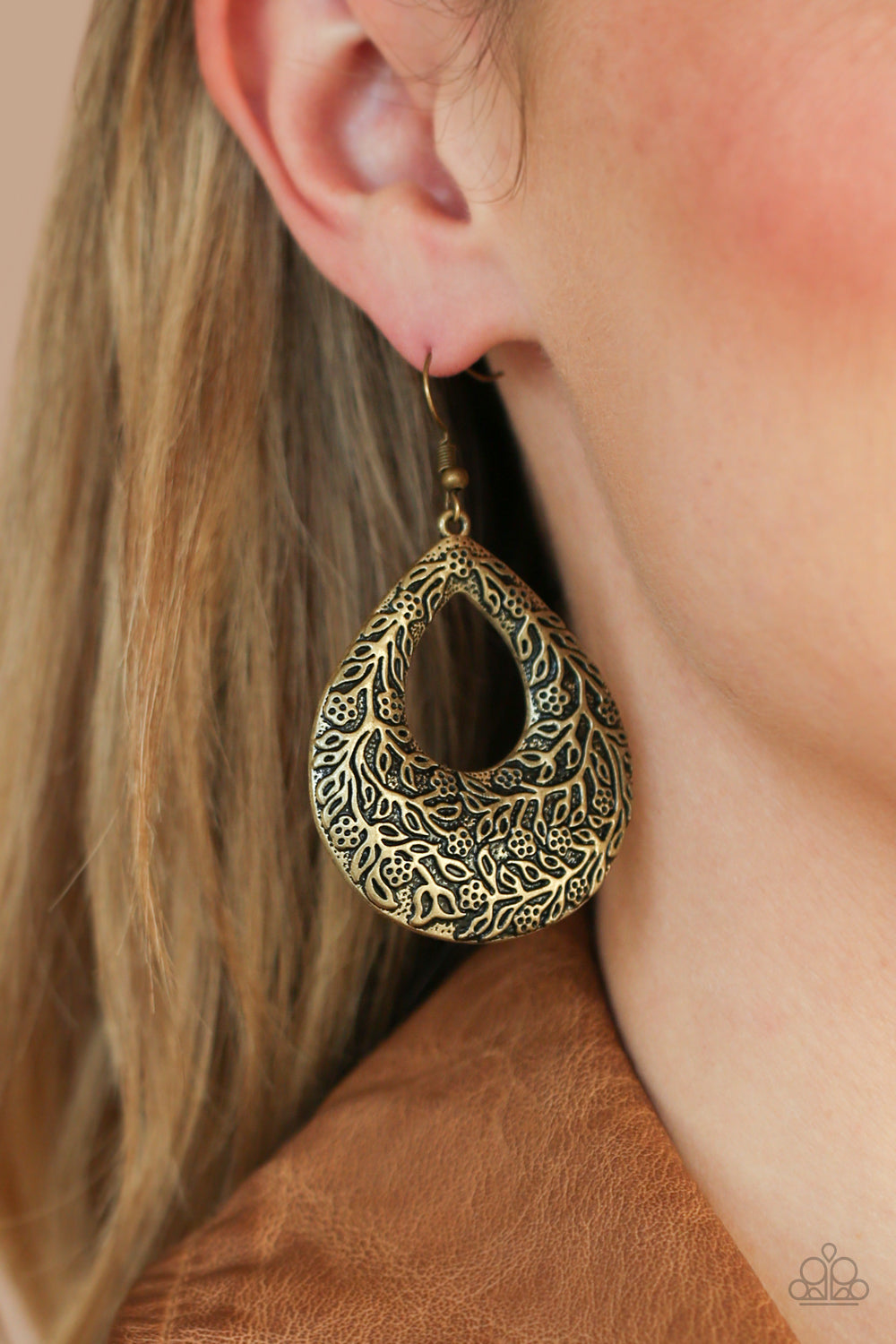 Flirtatiously Flourishing - Brass Earrings