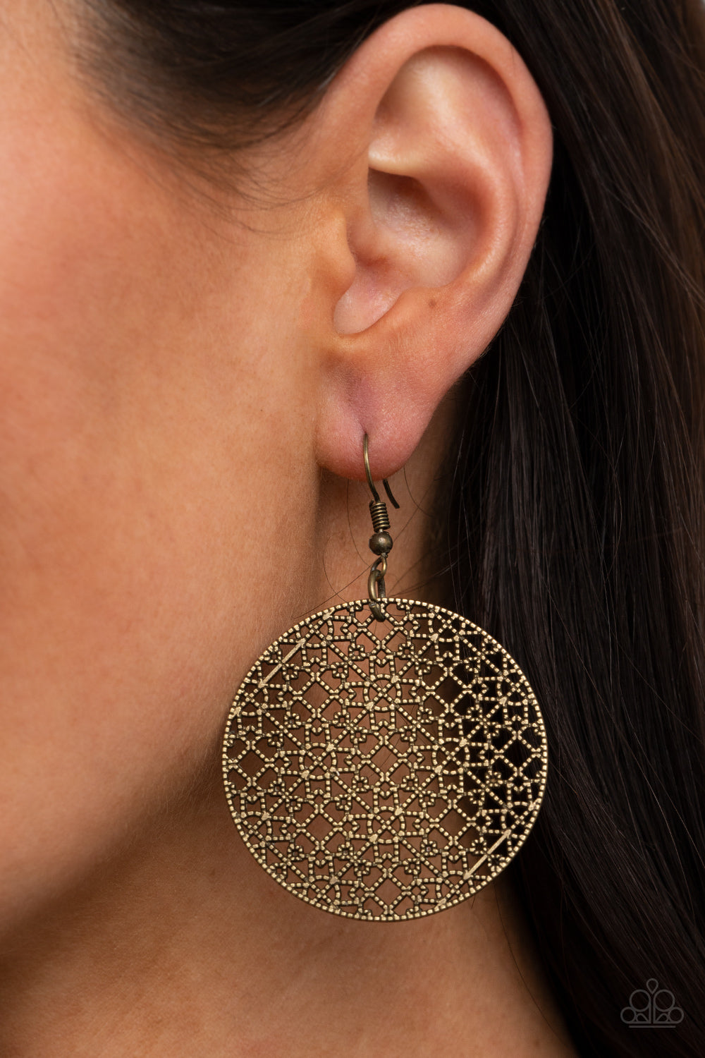 Metallic Mosaic - Brass Earrings - Hoop