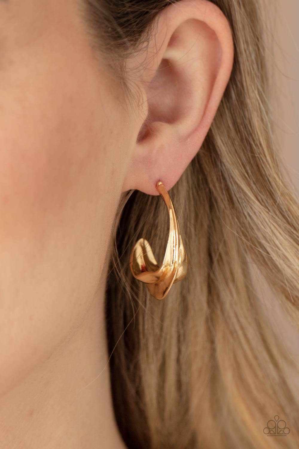 Modern Meltdown - Gold Earrings - Hoop