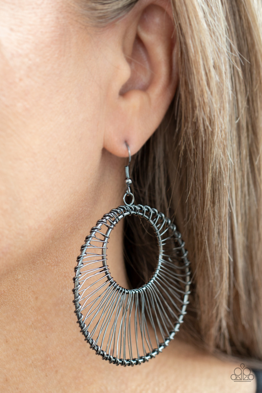 Artisan Applique - Black Earrings - Hoop