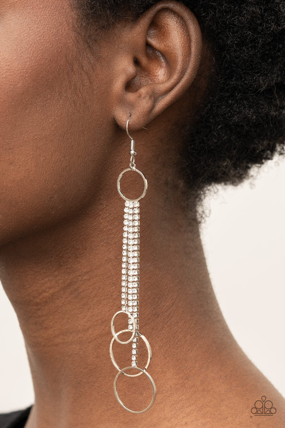 Demurely Dazzling - White Earrings