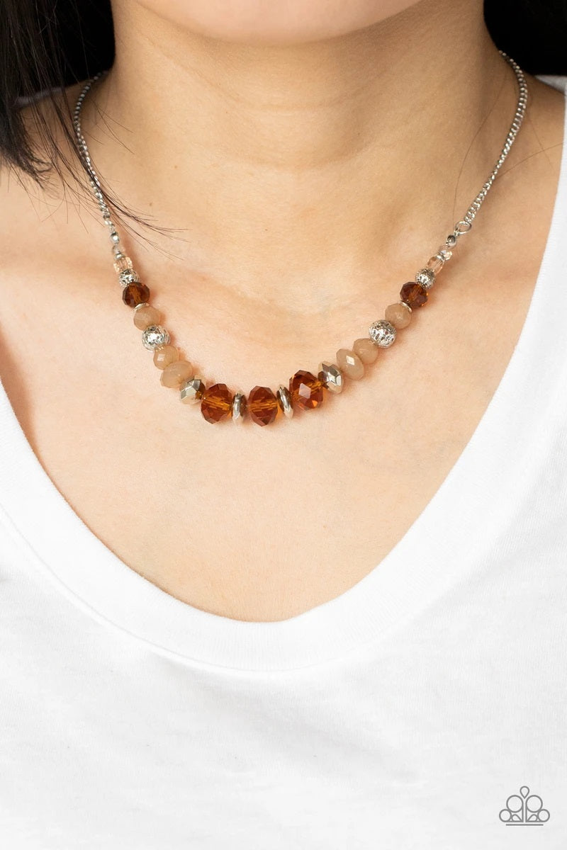 Turn Up the Tea Lights - Brown Necklace - Fashion Fix