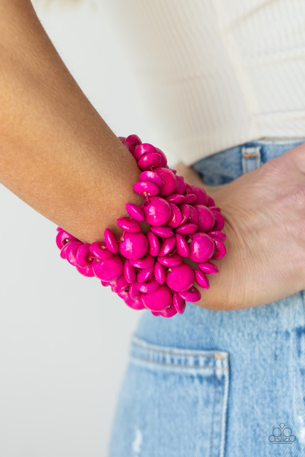 Island Mixer - Pink Bracelet - Wood