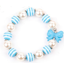 Load image into Gallery viewer, Starlet Shimmer - Pearls and Bows - Blue Bracelet
