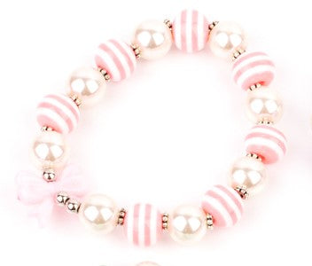 Starlet Shimmer-  Pearls and Bows  - Coral Bracelet
