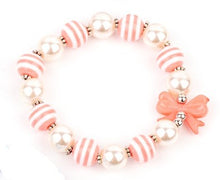 Load image into Gallery viewer, Starlet Shimmer-  Pearls and Bows  - Coral Bracelet
