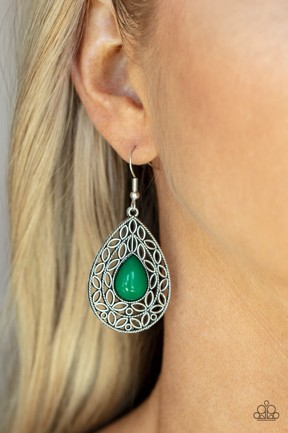 Fanciful Droplets - Green Earrings