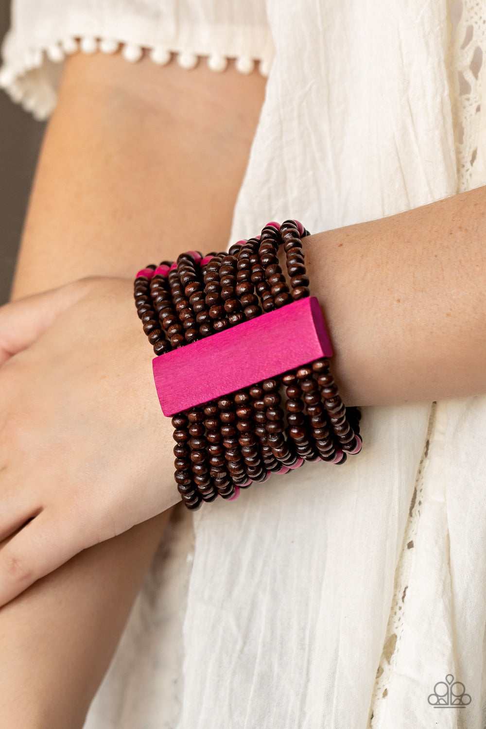 Tropical Trendsetter - Pink Bracelet - Wood