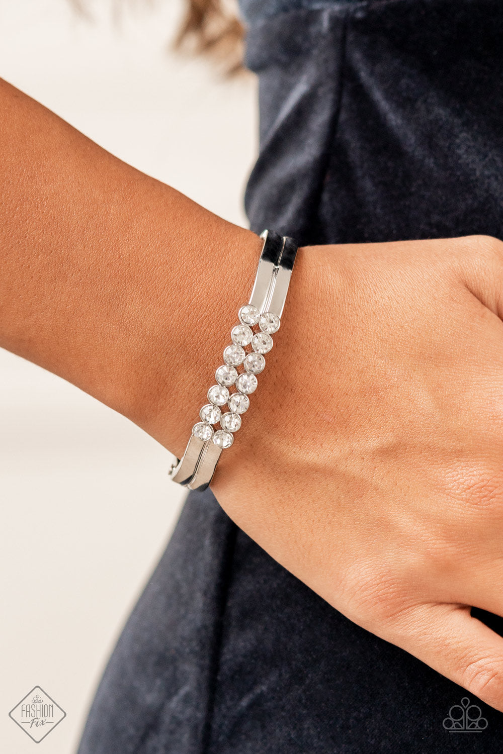 Doubled Down Dazzle - White Bracelet - Fashion Fix