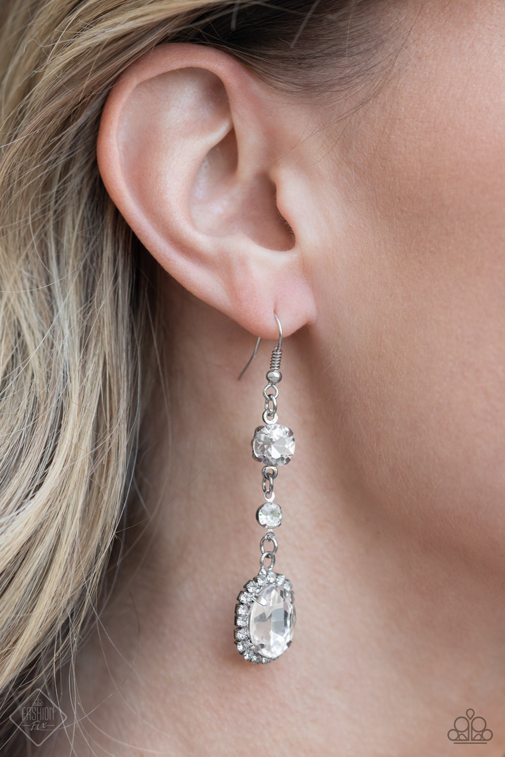 Glass Slipper Sparkle - White Earrings - Fashion Fix
