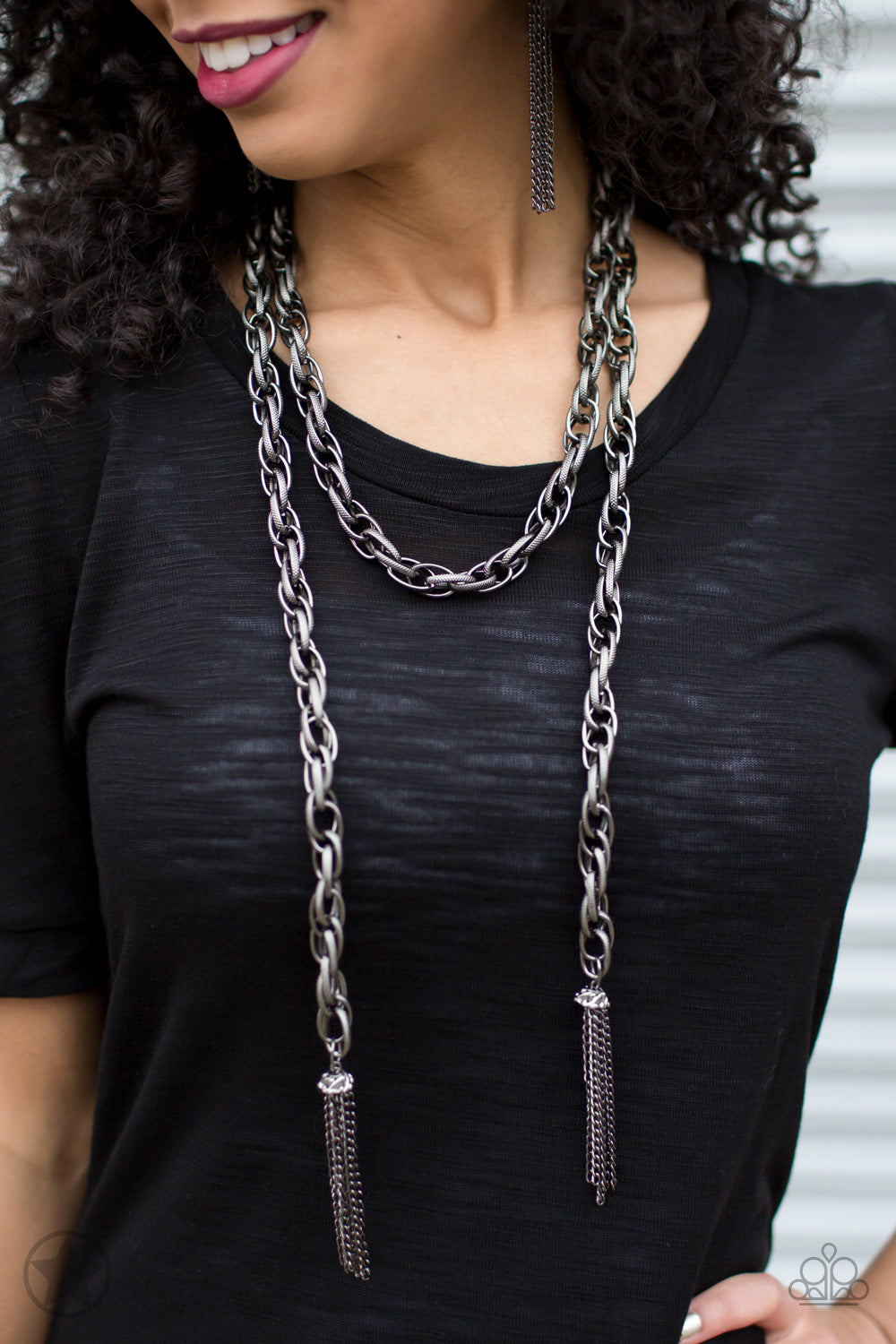 SCARFed for Attention - Gunmetal - Black Necklace - Paparazzi- Blockbuster