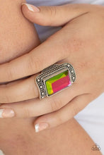 Load image into Gallery viewer, Very HEIR-descent - Multi Ring- Oil Spill Emerald-Cut Gem
