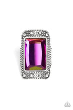 Load image into Gallery viewer, Very HEIR-descent - Multi Ring- Oil Spill Emerald-Cut Gem
