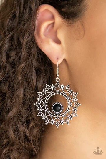 Wreathed in Whimsicality - Black Earrings