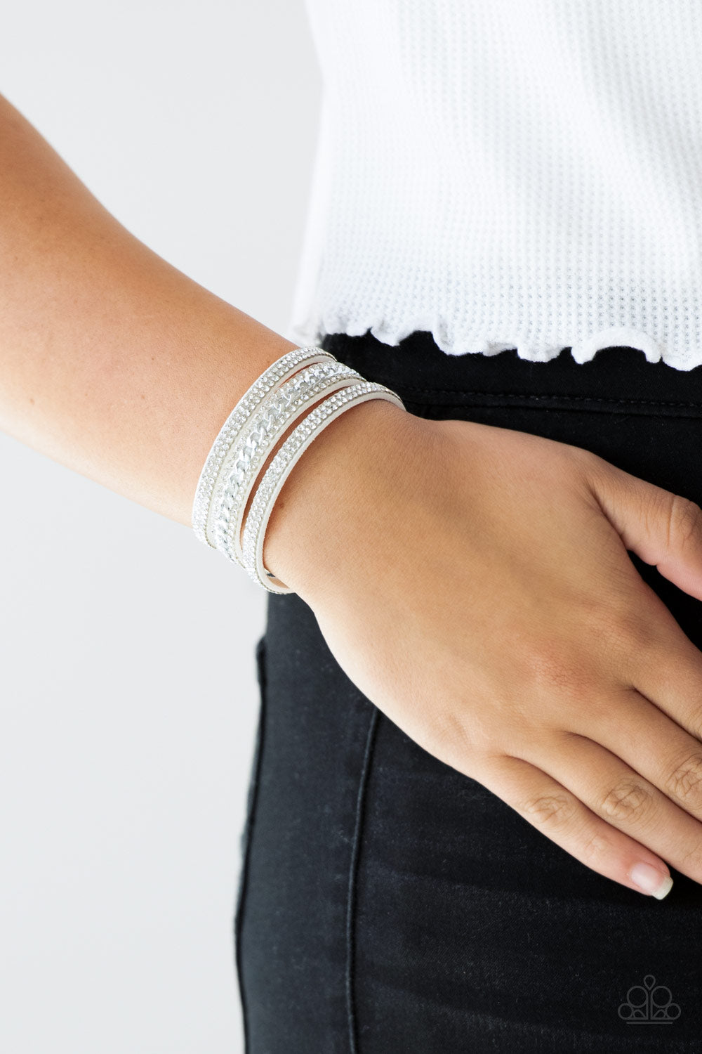 Rollin In Rhinestones - White Bracelet - Urban