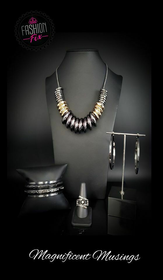 Magnificent Musings - Haute Hardware- Gunmetal/Black Necklace Set - Complete Trend Blend - Fashion Fix